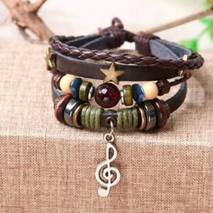 Beaded star & musical notes charm bracelet